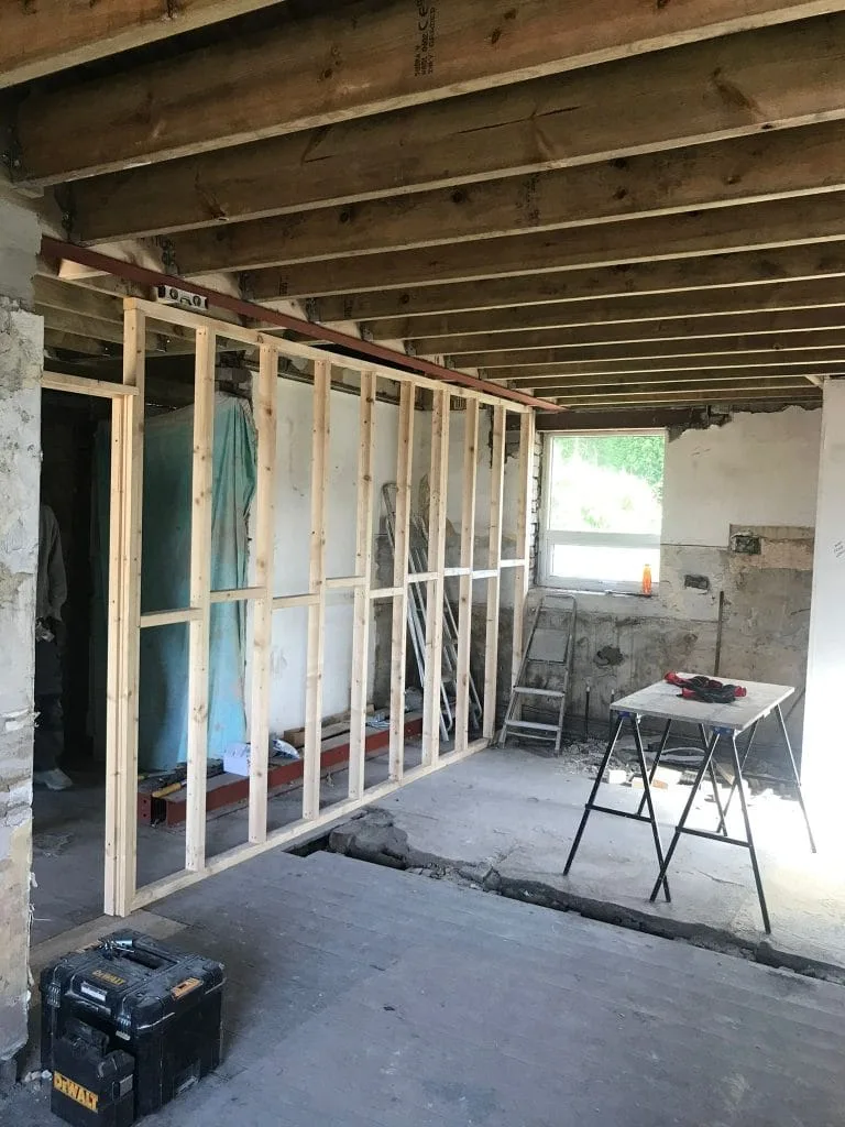 Internal renovation timber stud wall framing
